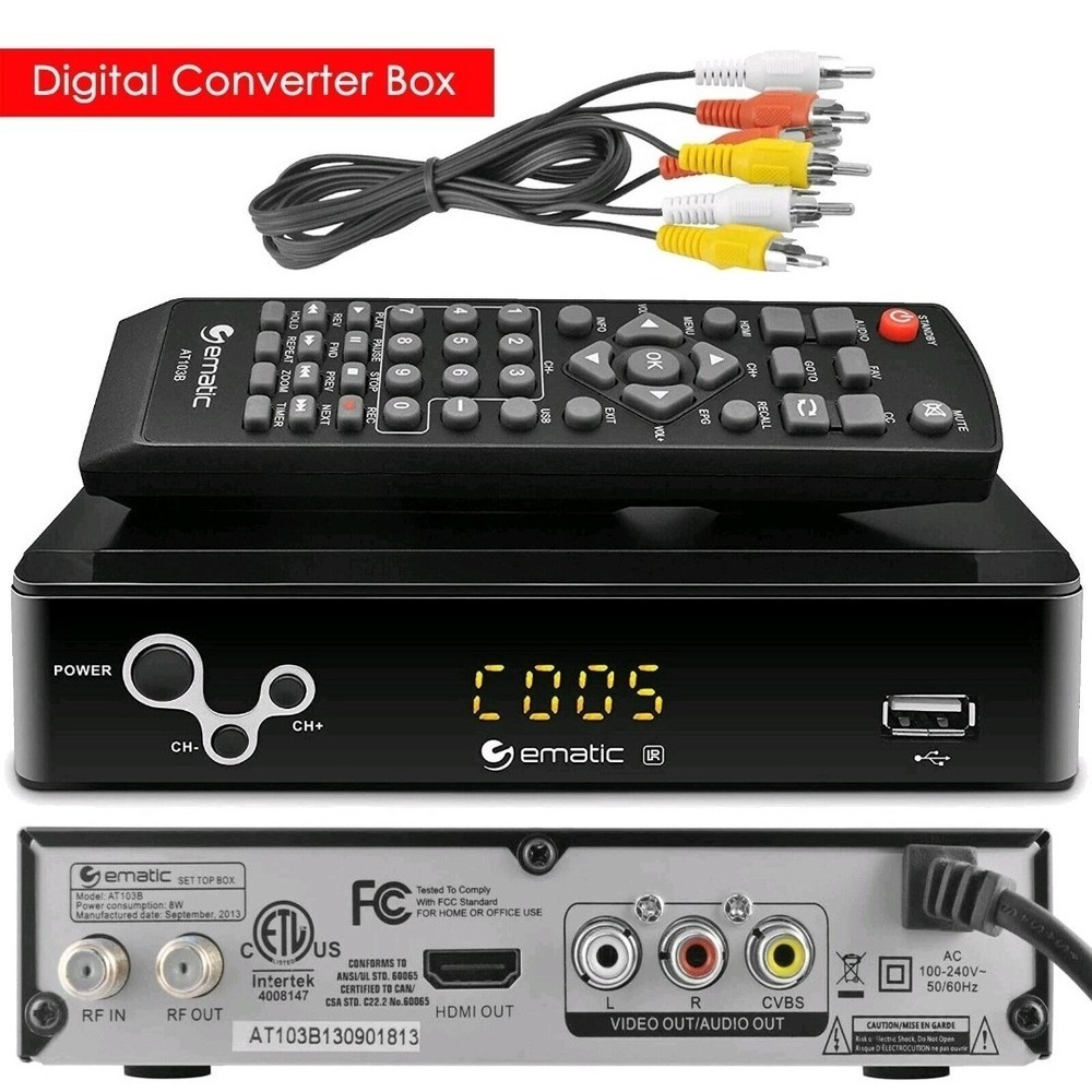 Ematic AT103B Digital Converter Box with Recording, Playback, Remote And Manual
